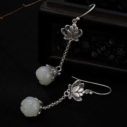 Lotus with Pearl  925 Silver Plated Earrings