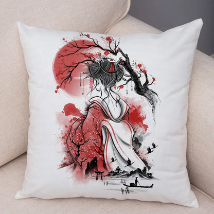 Sumi-e Soft Brushes Neko Collection Plush Pillow Case