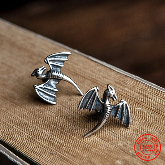 Flying Raiju Dragon 925 Sterling Silver Earrings