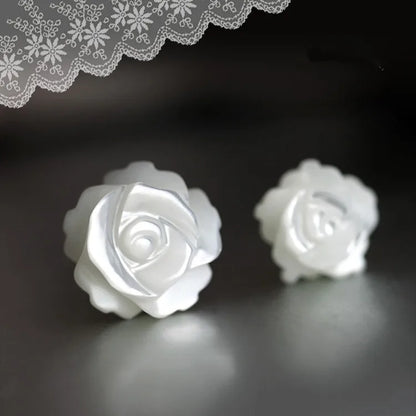 Bara the  White Rose 925 Sterling Silver Earrings