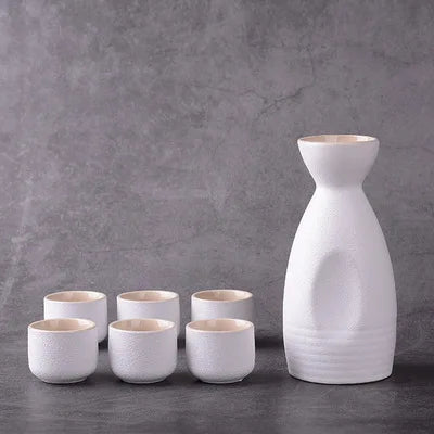 Sake Set with Tokkuri Bottle and 6 Ochoko Cups