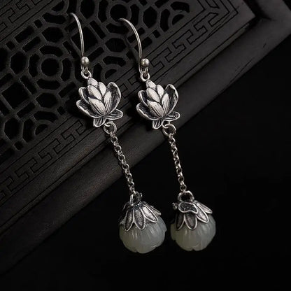 Lotus with Pearl  925 Silver Plated Earrings