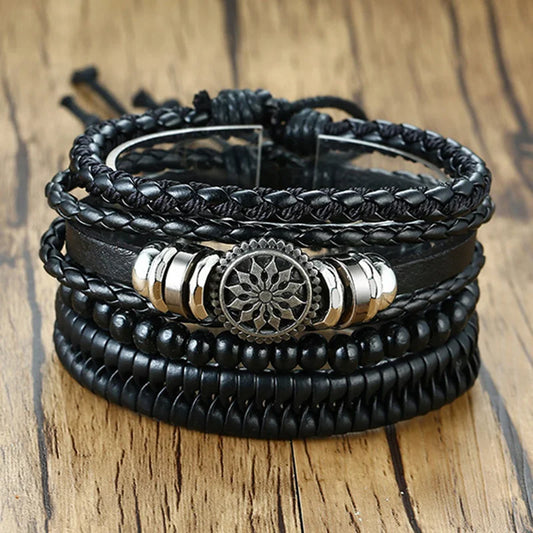Kabuki Braided Wrap Leather Bracelet