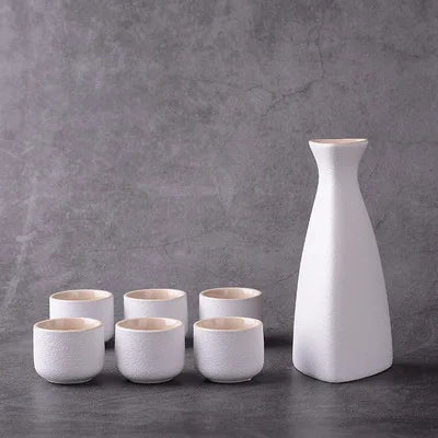 Sake Set with Tokkuri Bottle and 6 Ochoko Cups