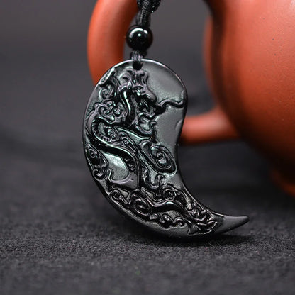 The Dragon and the Phoenix Obsidian Necklace