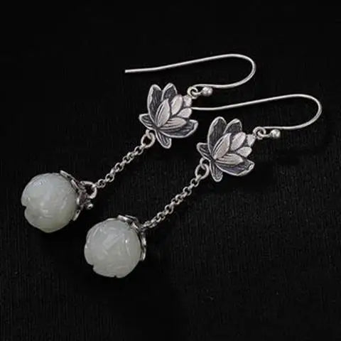 Lotus with Pearl  925 Silver Plated Earrings