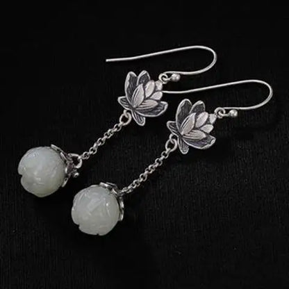 Lotus with Pearl  925 Silver Plated Earrings