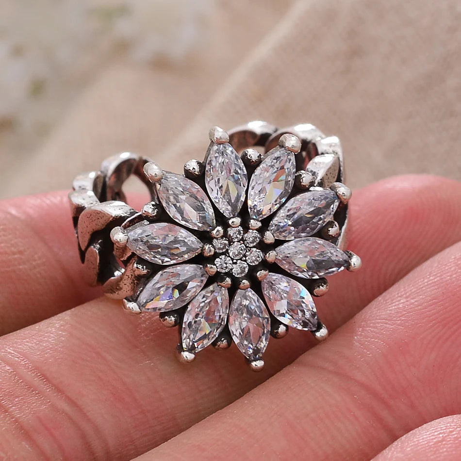 The North Star Ring in Steel and Zircon Stones