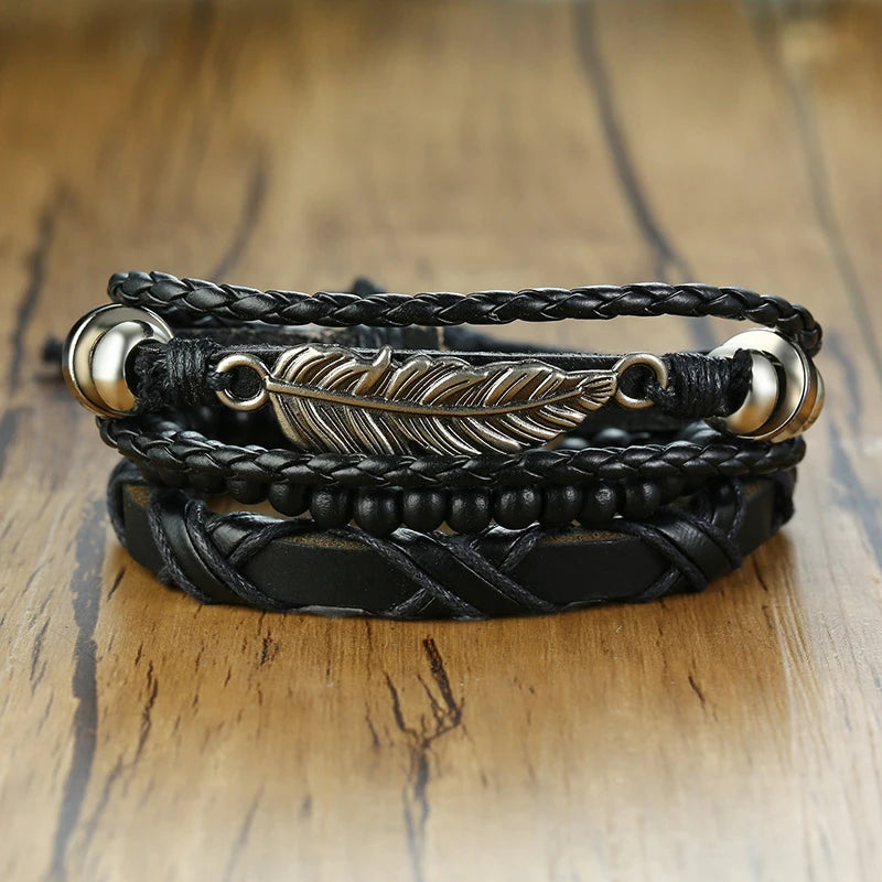 Kabuki Braided Wrap Leather Bracelet