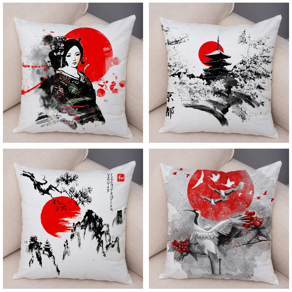 Sumi-e Soft Brushes Neko Collection Plush Pillow Case