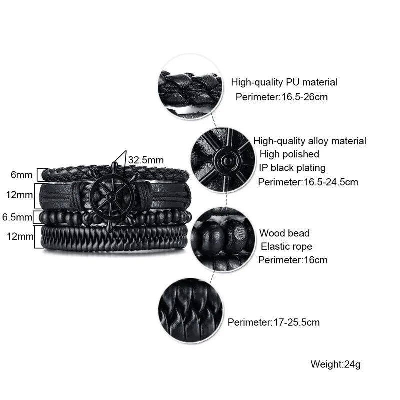 Kabuki Braided Wrap Leather Bracelet