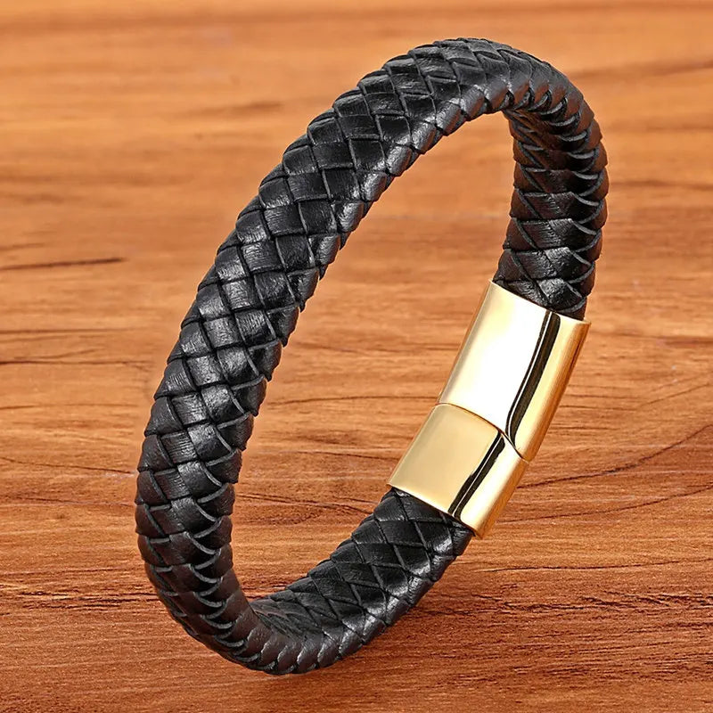Bushi Braided Wristband Genuine Leather Bracelet