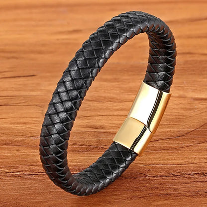 Bushi Braided Wristband Genuine Leather Bracelet