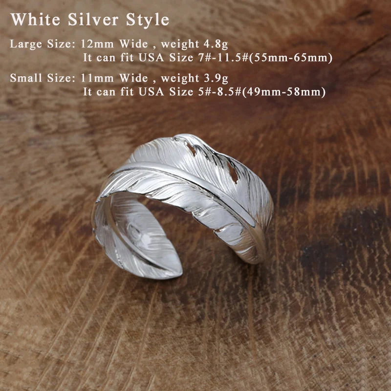 Feather of the Crane 925 Sterling Silver Adjustable Ring