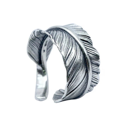 Feather of the Crane 925 Sterling Silver Adjustable Ring