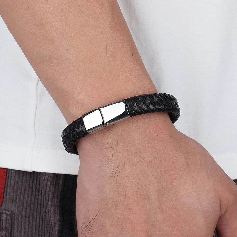 Bushi Braided Wristband Genuine Leather Bracelet