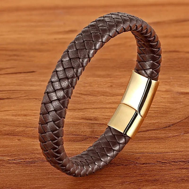 Bushi Braided Wristband Genuine Leather Bracelet