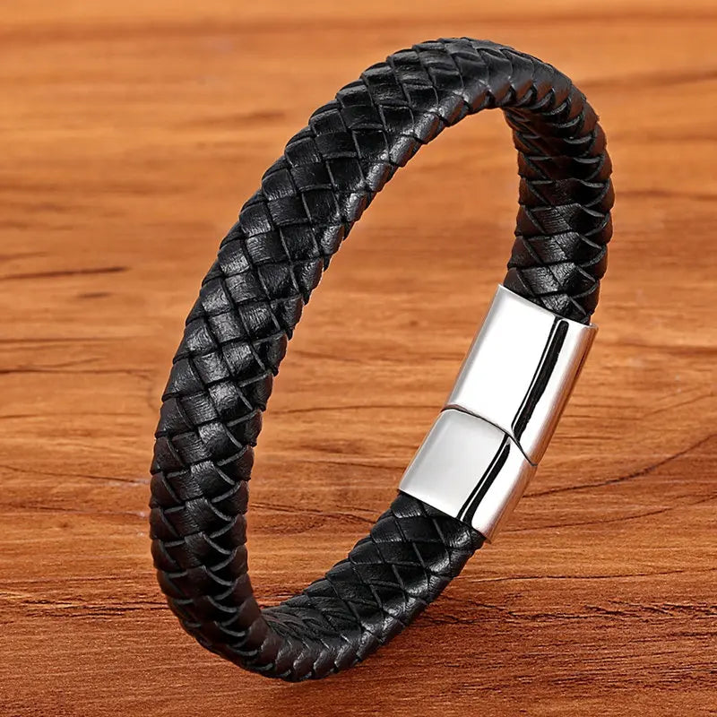 Bushi Braided Wristband Genuine Leather Bracelet