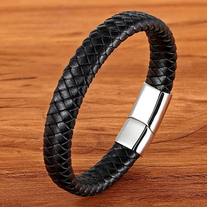 Bushi Braided Wristband Genuine Leather Bracelet