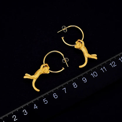 Neko Happy Cat Drop Earrings in 925 Sterling Silver