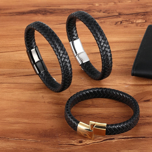 Bushi Braided Wristband Genuine Leather Bracelet