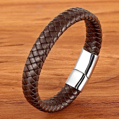 Bushi Braided Wristband Genuine Leather Bracelet
