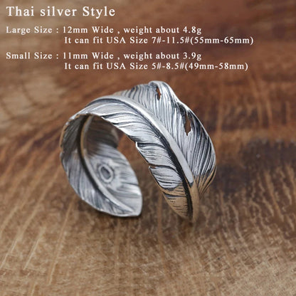 Feather of the Crane 925 Sterling Silver Adjustable Ring