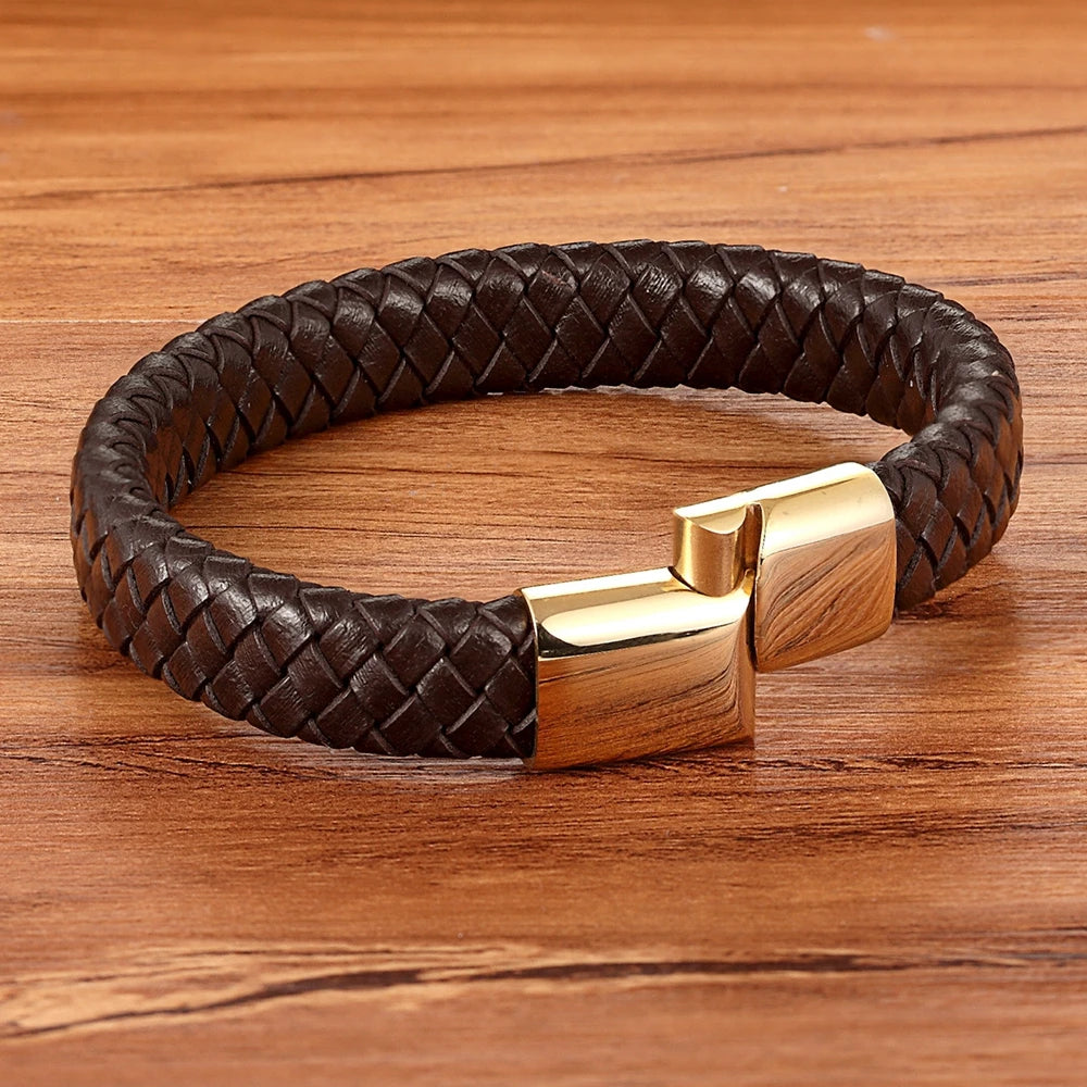 Bushi Braided Wristband Genuine Leather Bracelet