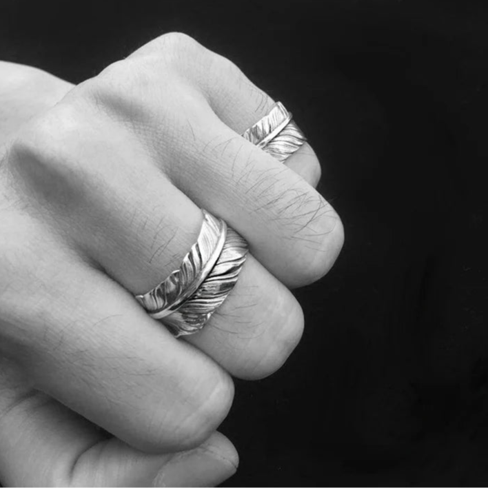 Feather of the Crane 925 Sterling Silver Adjustable Ring