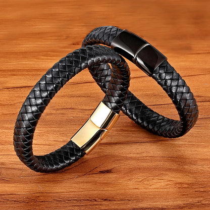 Bushi Braided Wristband Genuine Leather Bracelet