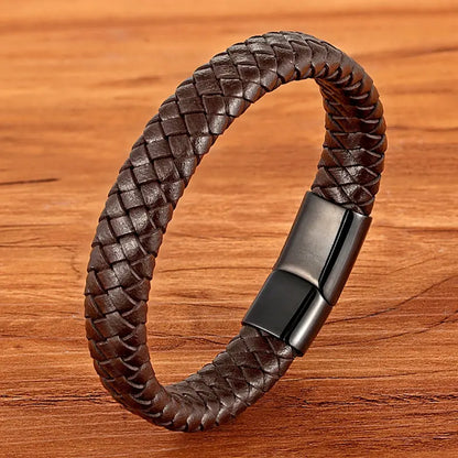 Bushi Braided Wristband Genuine Leather Bracelet