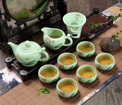 Hand-painted Full Tea Set Celadon