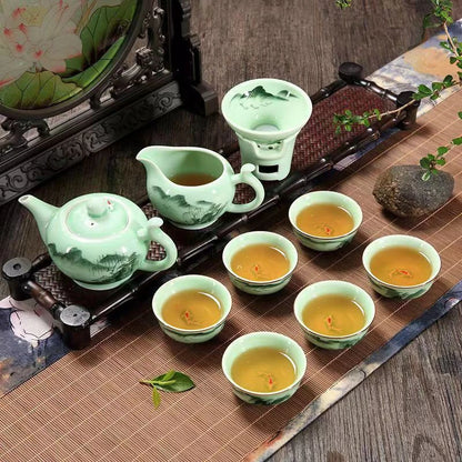 Hand-painted Full Tea Set Celadon