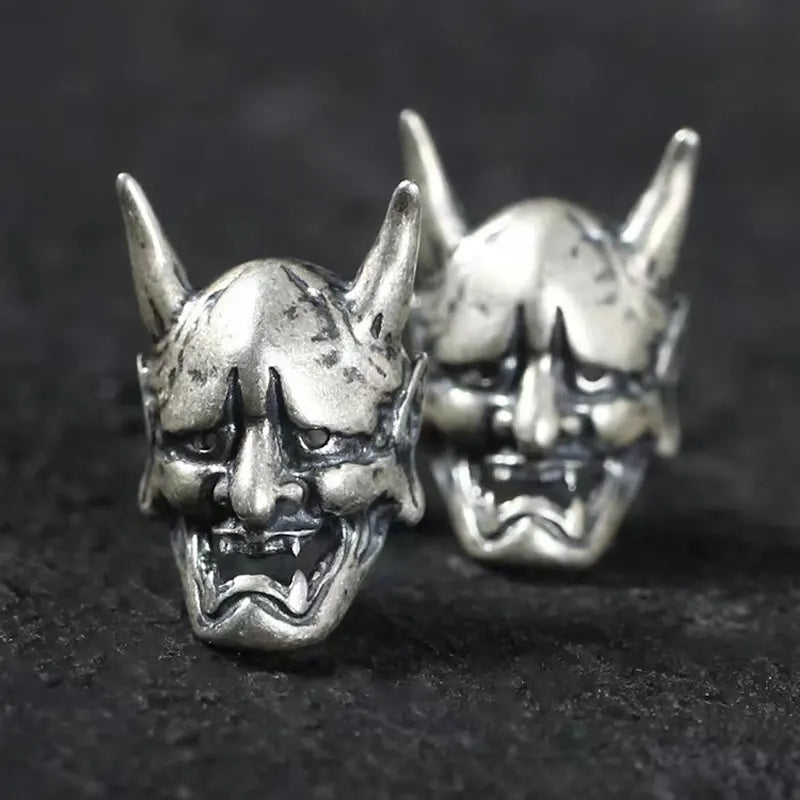 Hannya Mask Steel Earrings