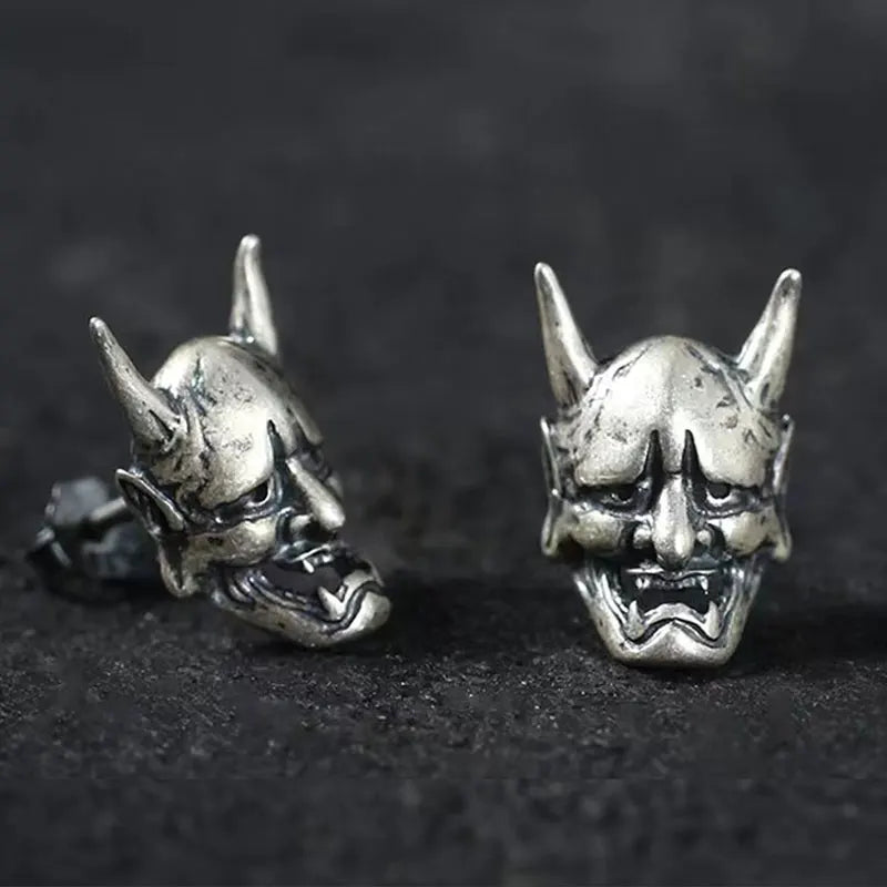 Hannya Mask Steel Earrings