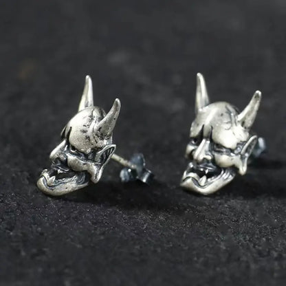 Hannya Mask Steel Earrings