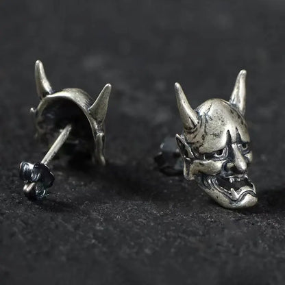 Hannya Mask Steel Earrings