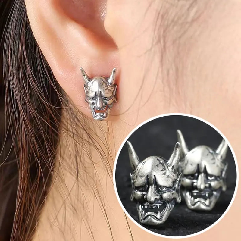 Hannya Mask Steel Earrings