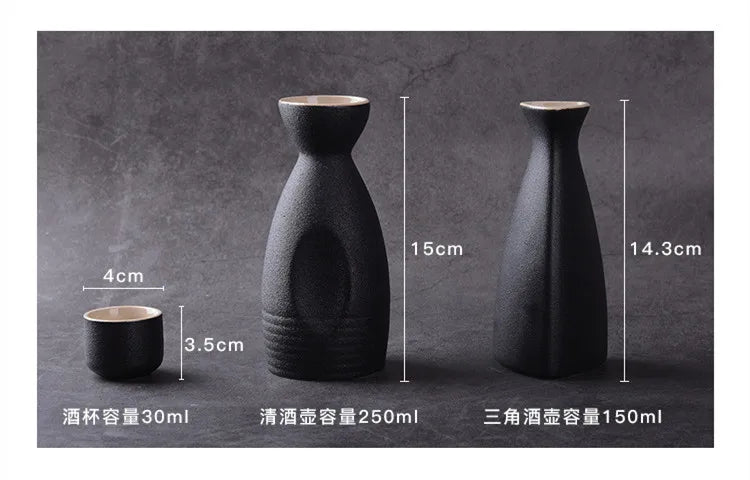 Sake Set with Tokkuri Bottle and 6 Ochoko Cups