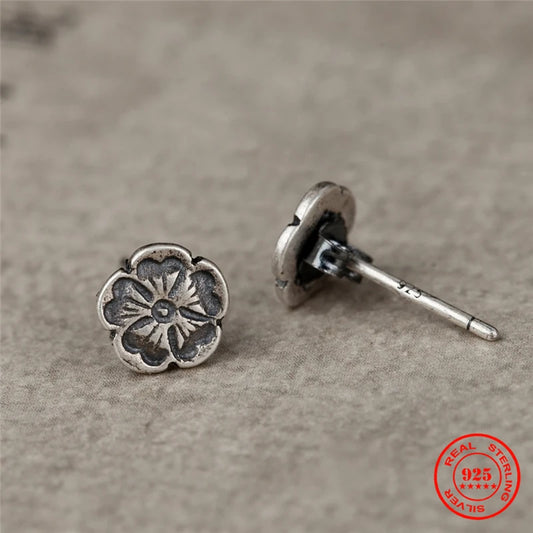 Rose Flower 925 Sterling Silver Stud Earrings