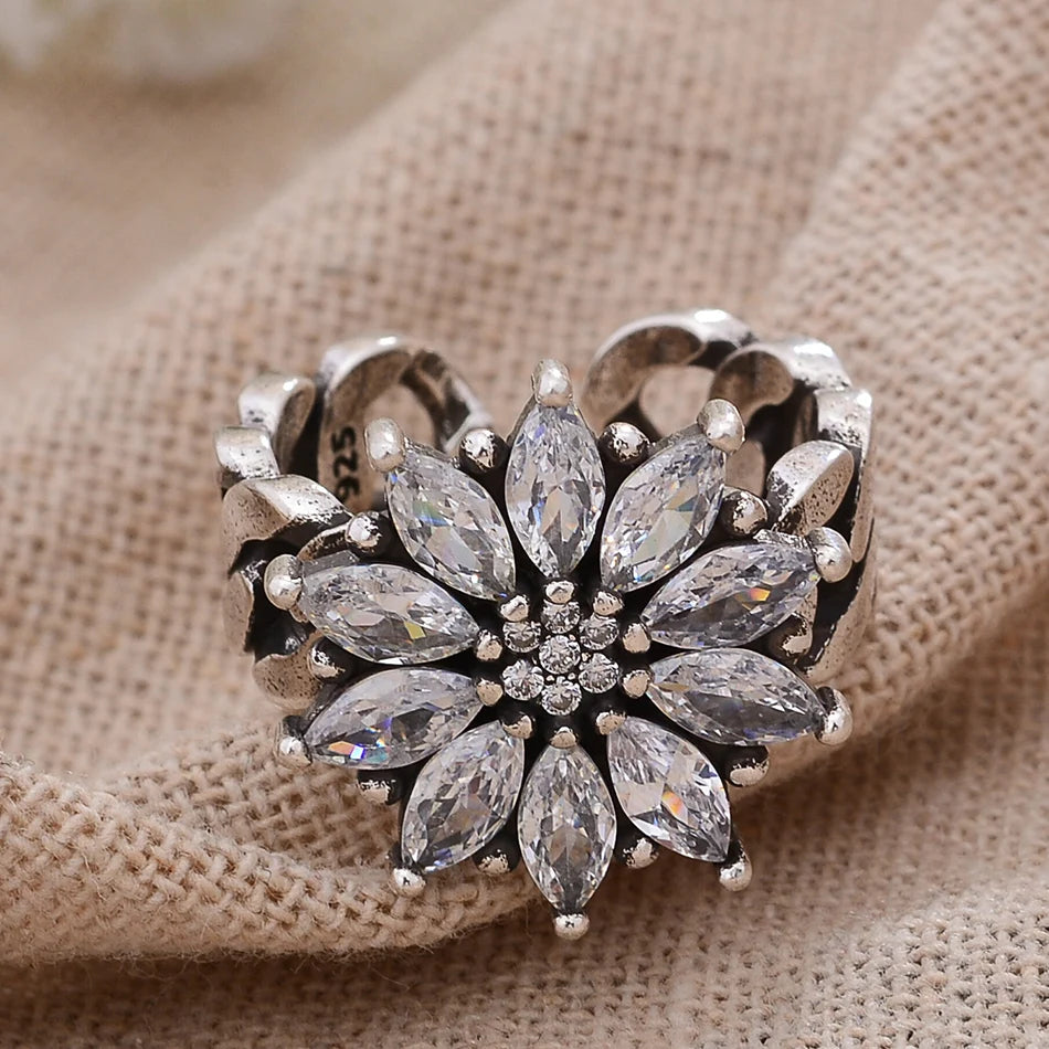 The North Star Ring in Steel and Zircon Stones