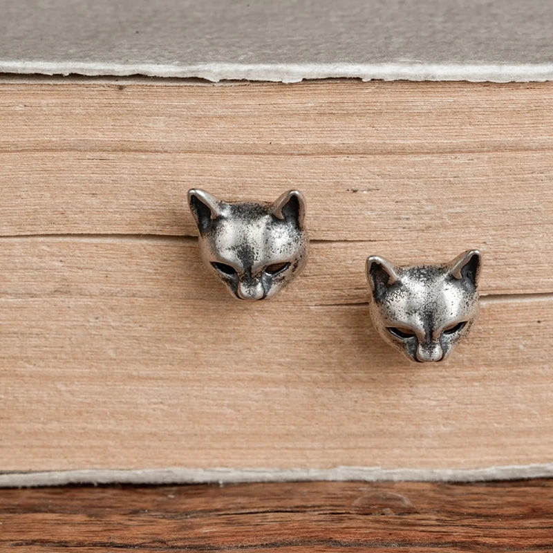 Neko Happy Cat Stud Earrings in 925 Sterling Silver