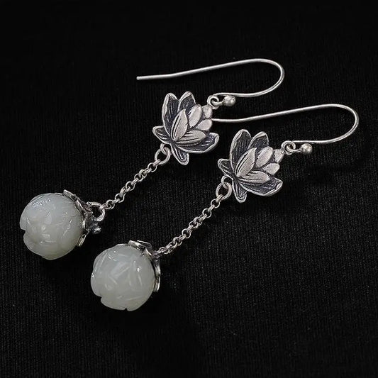 Lotus with Pearl  925 Silver Plated Earrings