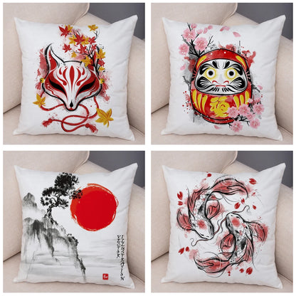 Sumi-e Soft Brushes Neko Collection Plush Pillow Case