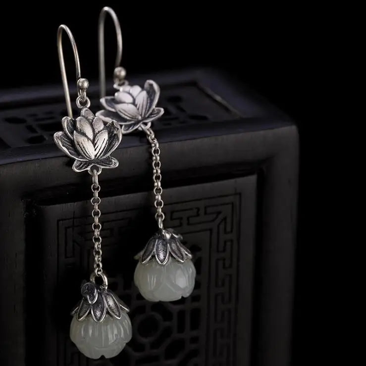 Lotus with Pearl  925 Silver Plated Earrings