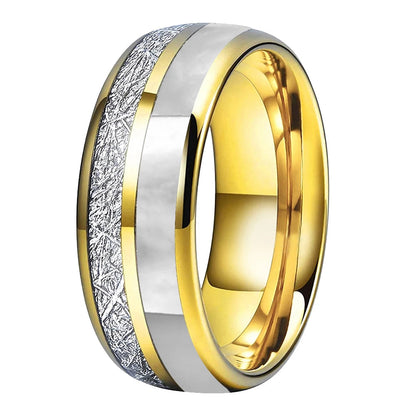 Hokkaido Snows Tungsten Carbide Ring with Mother of Pearl Inlay