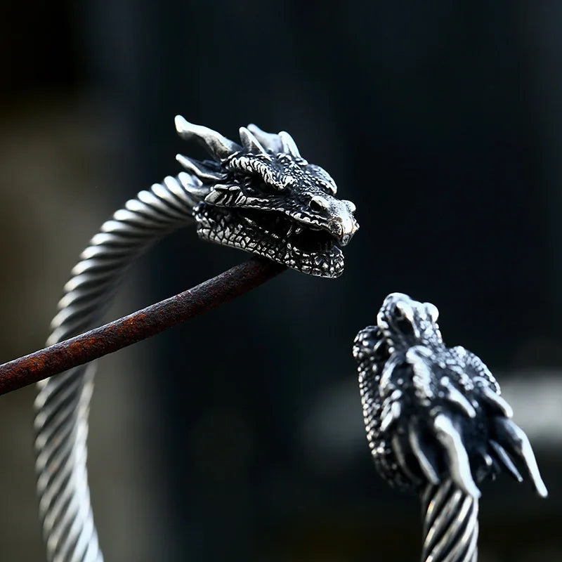 Japanese Dragon Steel Arm Ring Bracelet