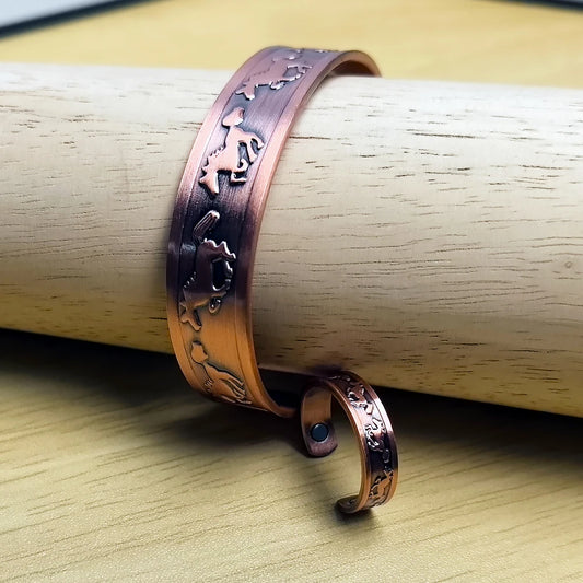 Japanese Horse Copper Bracelet and Ring Set