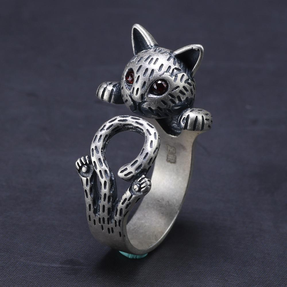 Kawaii Neko Cat Ring and Bracelet in Fine 990 Silver