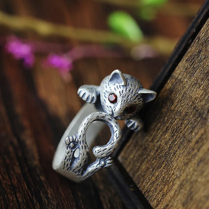 Kawaii Neko Cat Ring and Bracelet in Fine 990 Silver